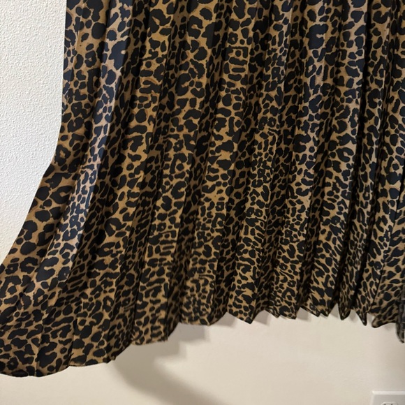 Max Studio Leopard Print Pleated A-Line Maxi Skirt Brown Black Lined-XS - Picture 6 of 10